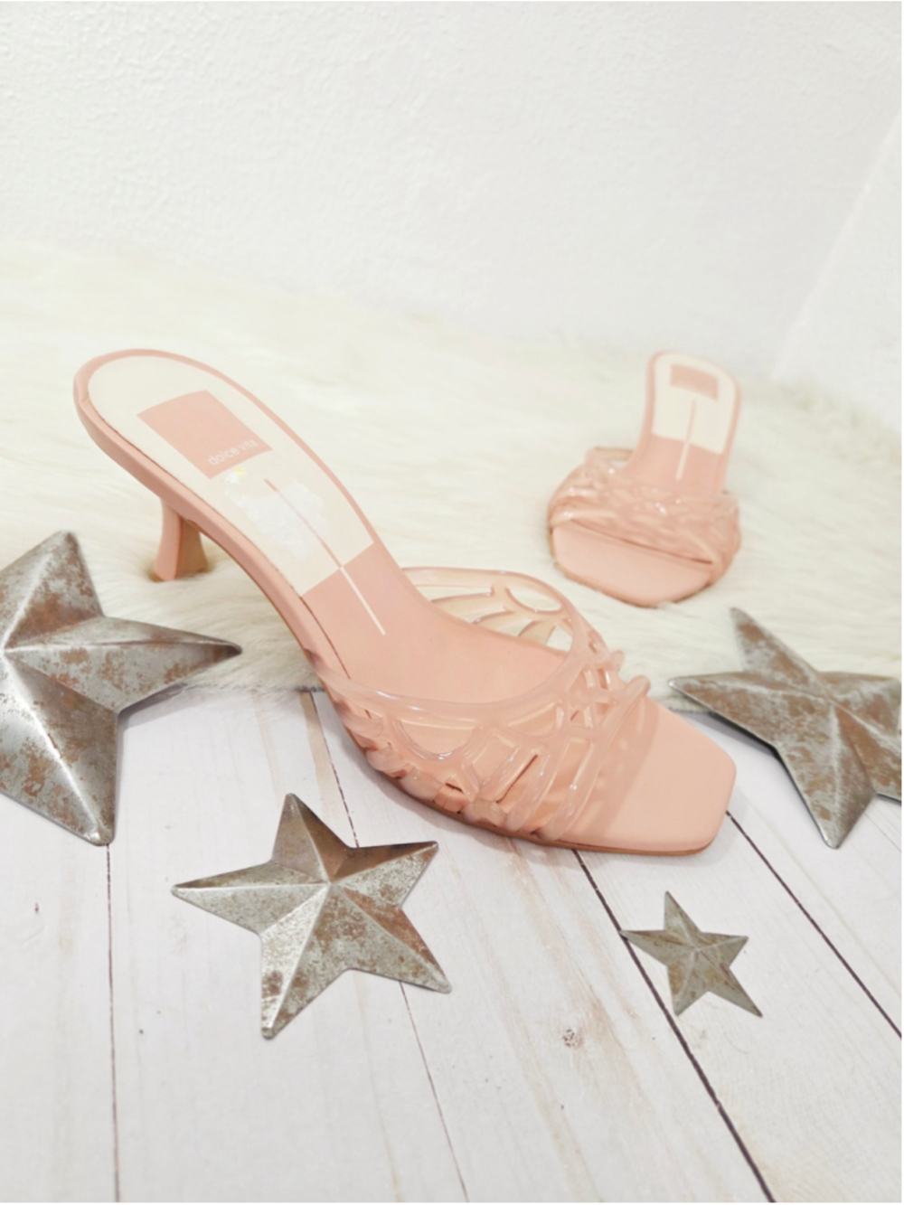 Dolce Vita Galae slide jelly sandal rose pink heels square toe women's size 7.5